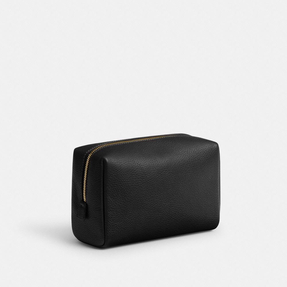 COACH®,ESSENTIAL COSMETIC POUCH,Mini,Brass/Black,Angle View