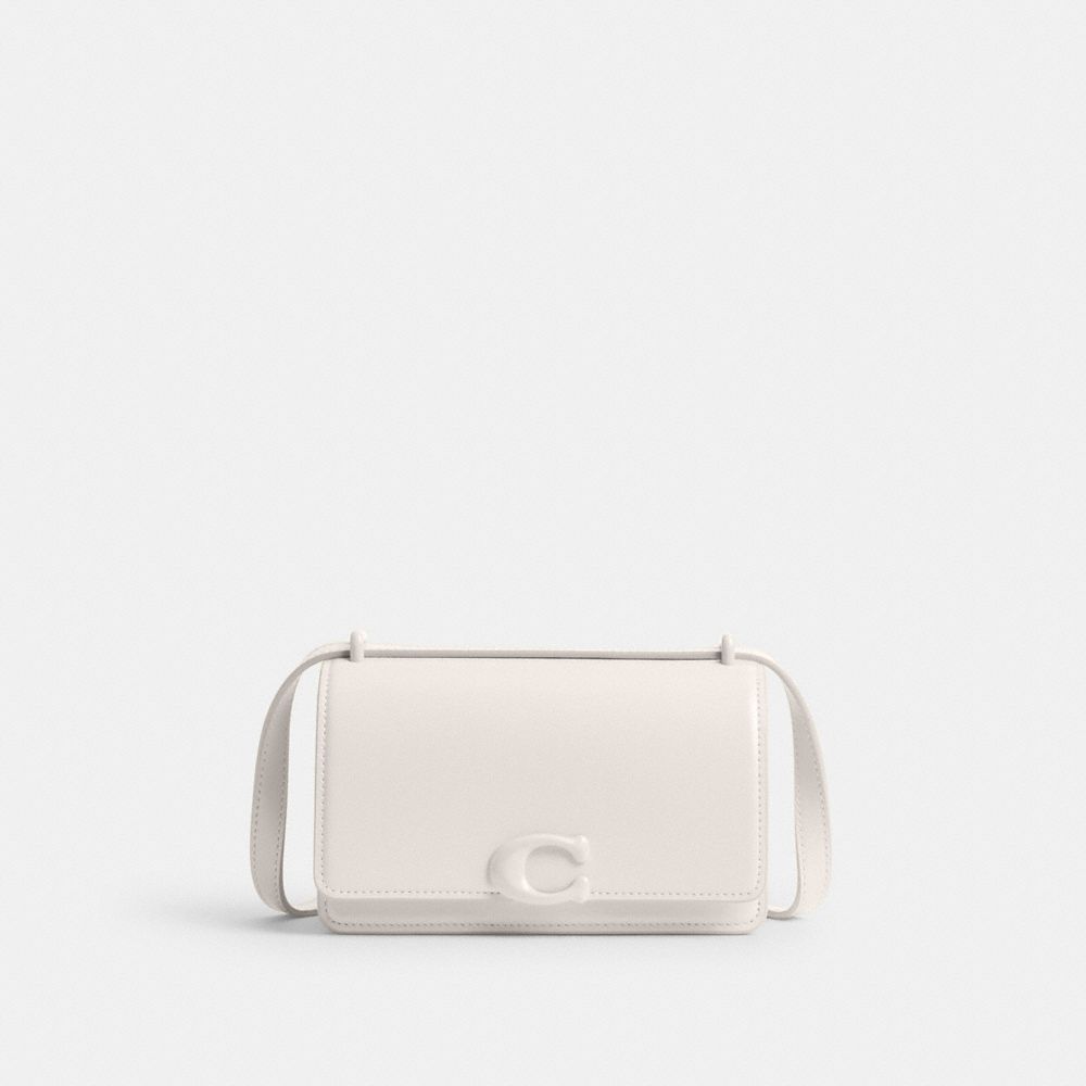 COACH®,BANDIT CROSSBODY BAG,Calf Leather,Mini,Silver/Chalk,Front View