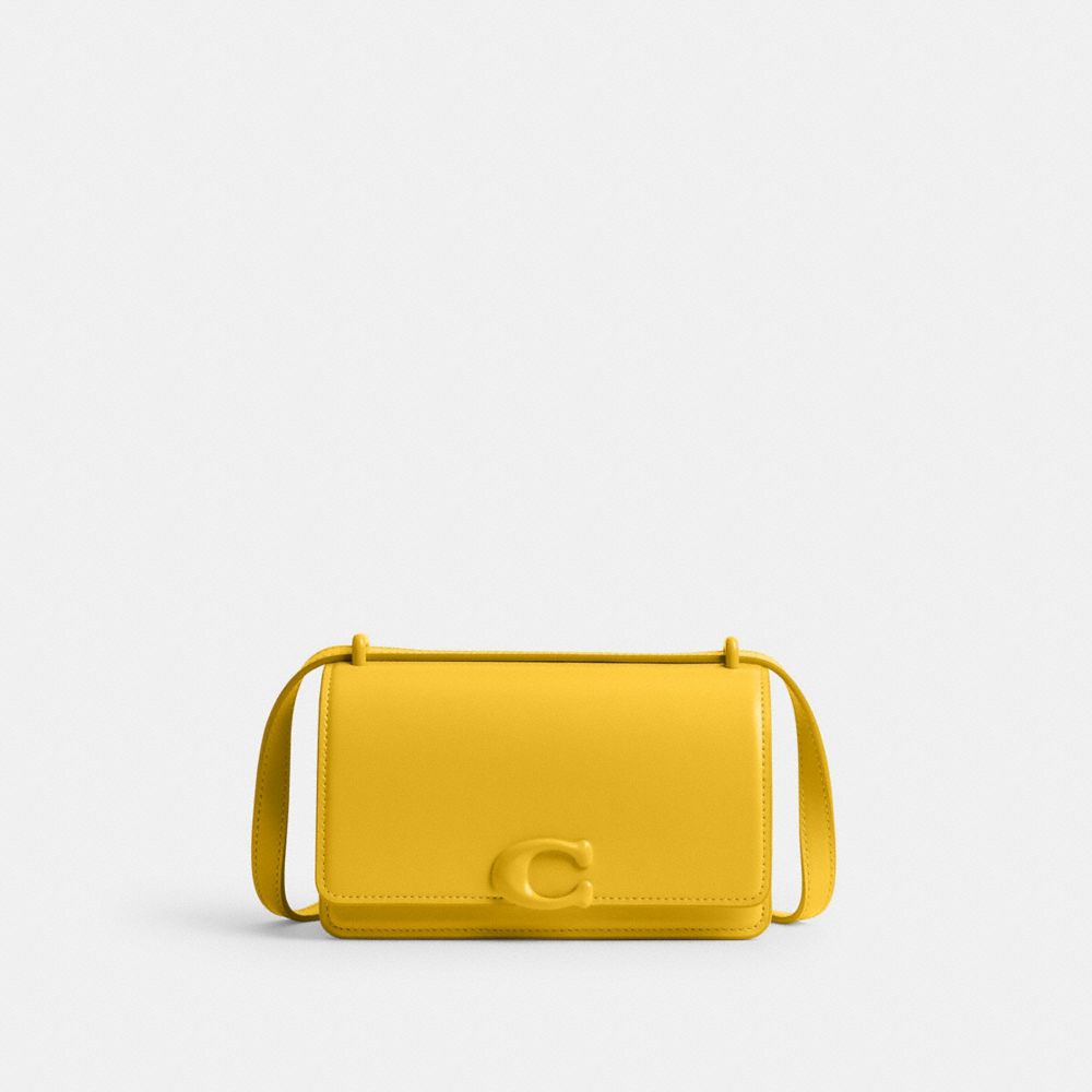 COACH®,BANDIT CROSSBODY BAG,Calf Leather,Mini,Silver/Canary,Front View