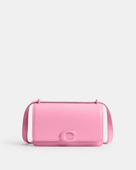 COACH®,BANDIT CROSSBODY BAG,Mini,Silver/Vivid Pink,Front View