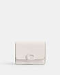 COACH®,BANDIT CARD CASE,Refined Calf Leather,Mini,Silver/Chalk,Front View