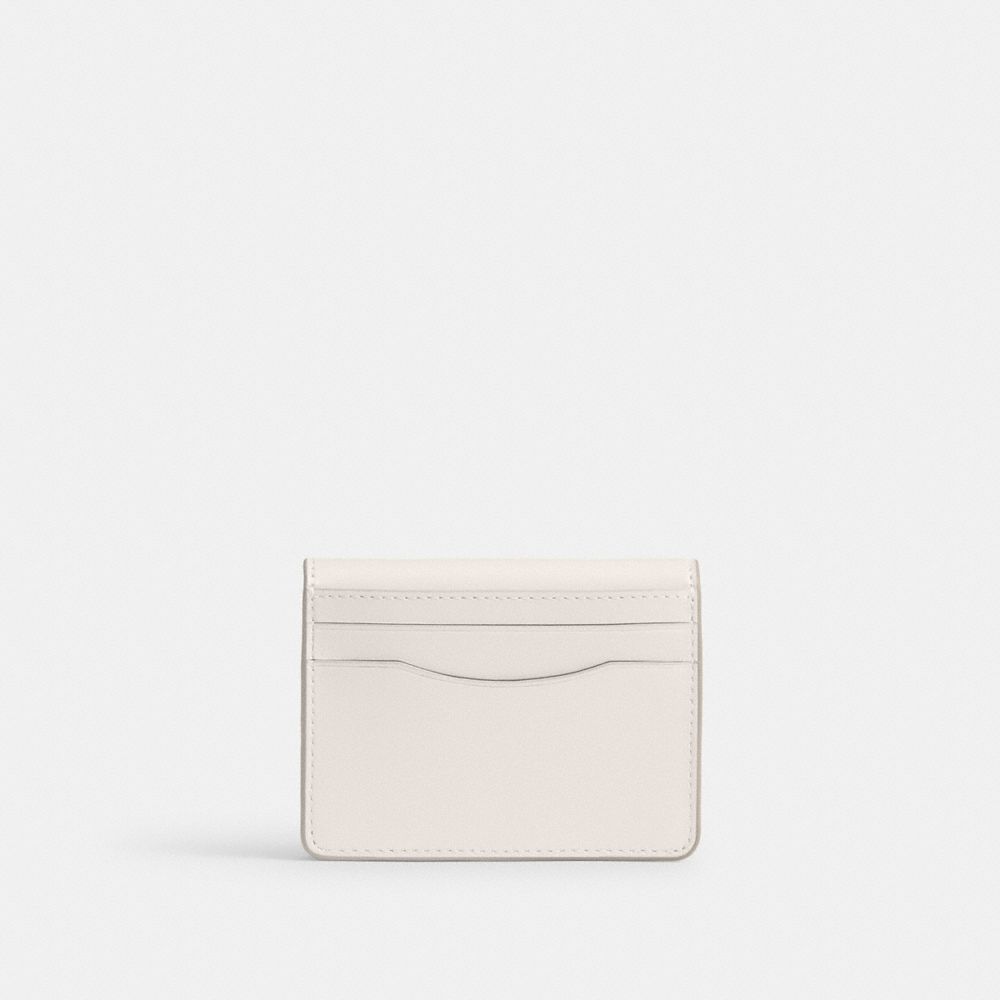 COACH®,BANDIT CARD CASE,Refined Calf Leather,Mini,Silver/Chalk,Back View