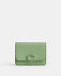 COACH®,BANDIT CARD CASE,Refined Calf Leather,Mini,Silver/Pale Pistachio,Front View