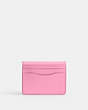 COACH®,BANDIT CARD CASE,Refined Calf Leather,Mini,Silver/Vivid Pink,Back View