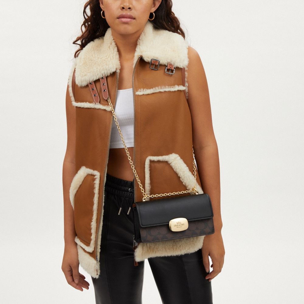 COACH®,Eliza Flap Crossbody Bag In Signature Canvas,,Detail View