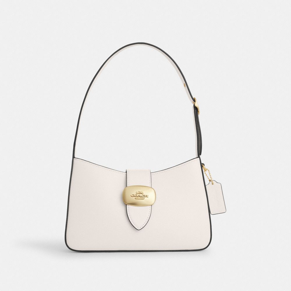 COACH®,PORTÉ-ÉPAULE ELIZA,PITONE LUCIDO,Or/Craie,Front View
