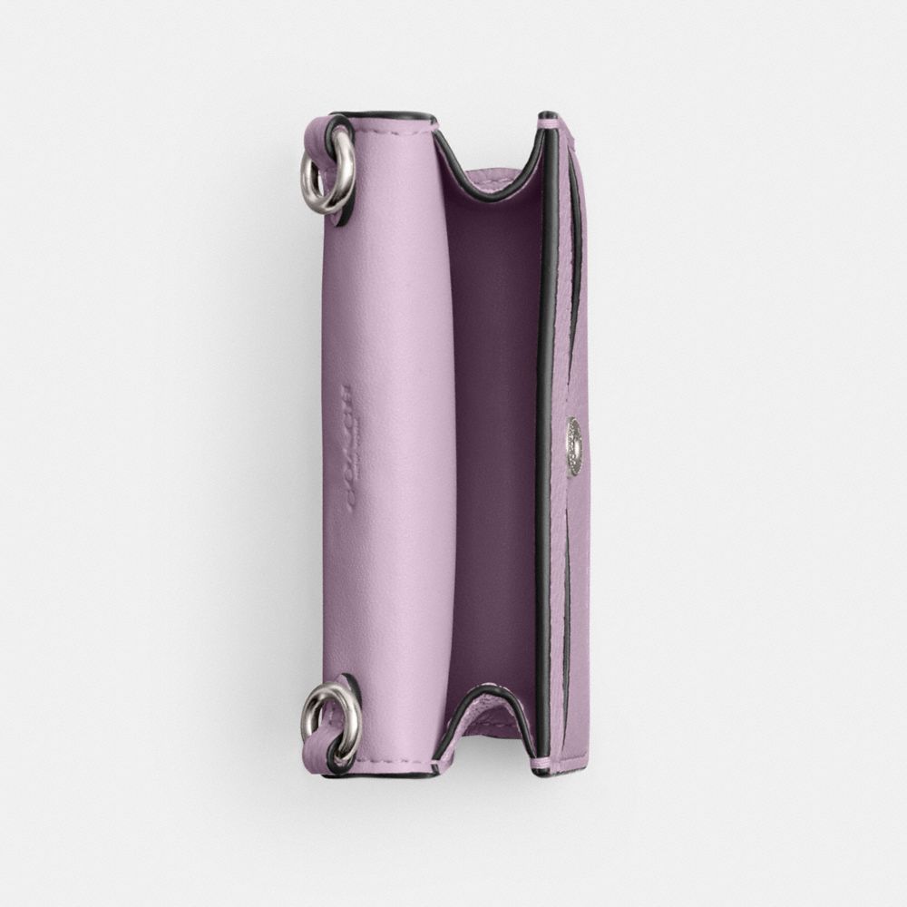 COACH®,ESSENTIAL HALF FLAP CARD CASE,Mini,Silver/Soft Purple,Inside View,Top View