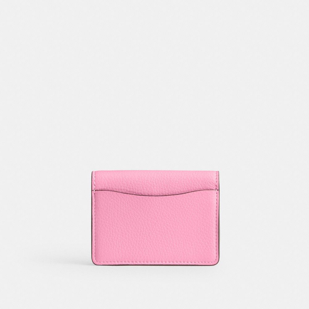 COACH®,Essential Half Flap Card Case,Leather,Card Case,Crossbody,Logo,Metal,Gold Metal,Casual,Pink,Back View