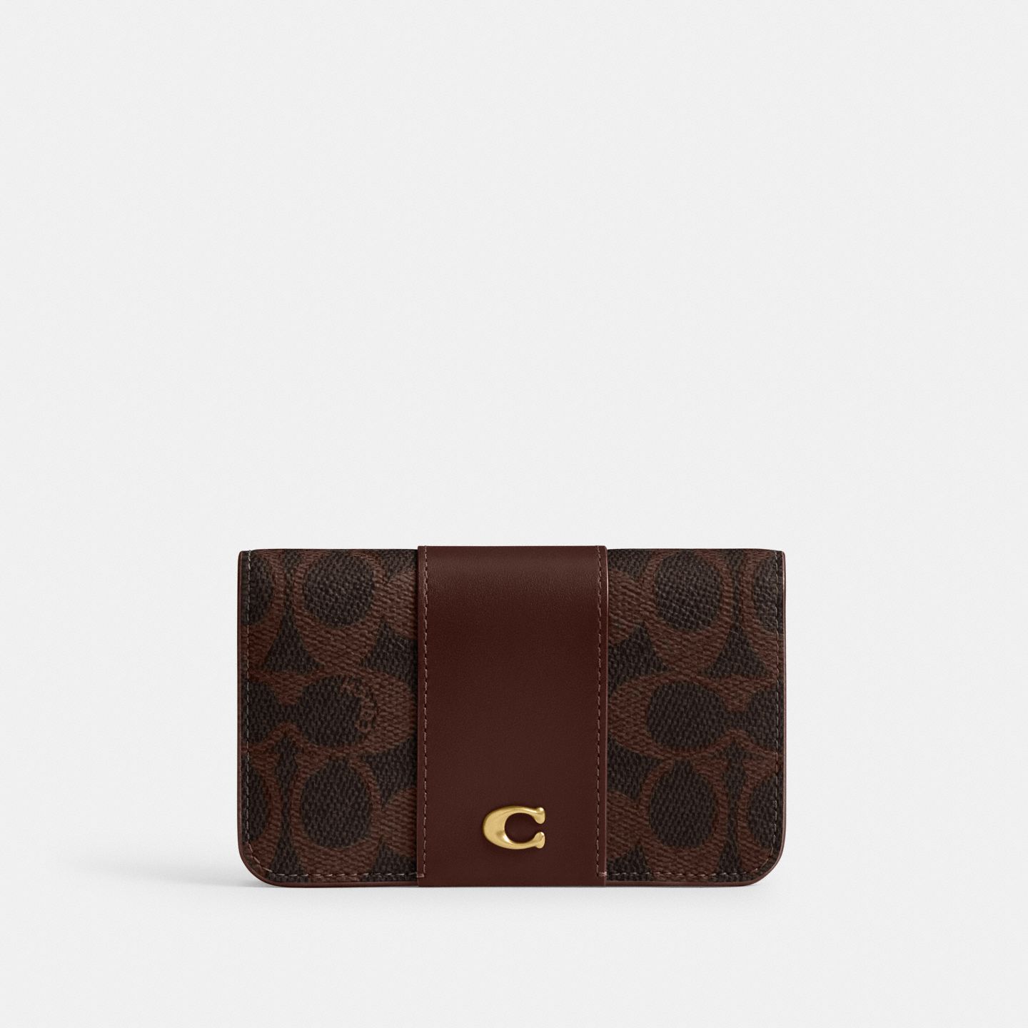 Тонкий футляр для карт Coach Essential из ткани Signature Canvas, цвет: Латунный / Кленовый — фото 1