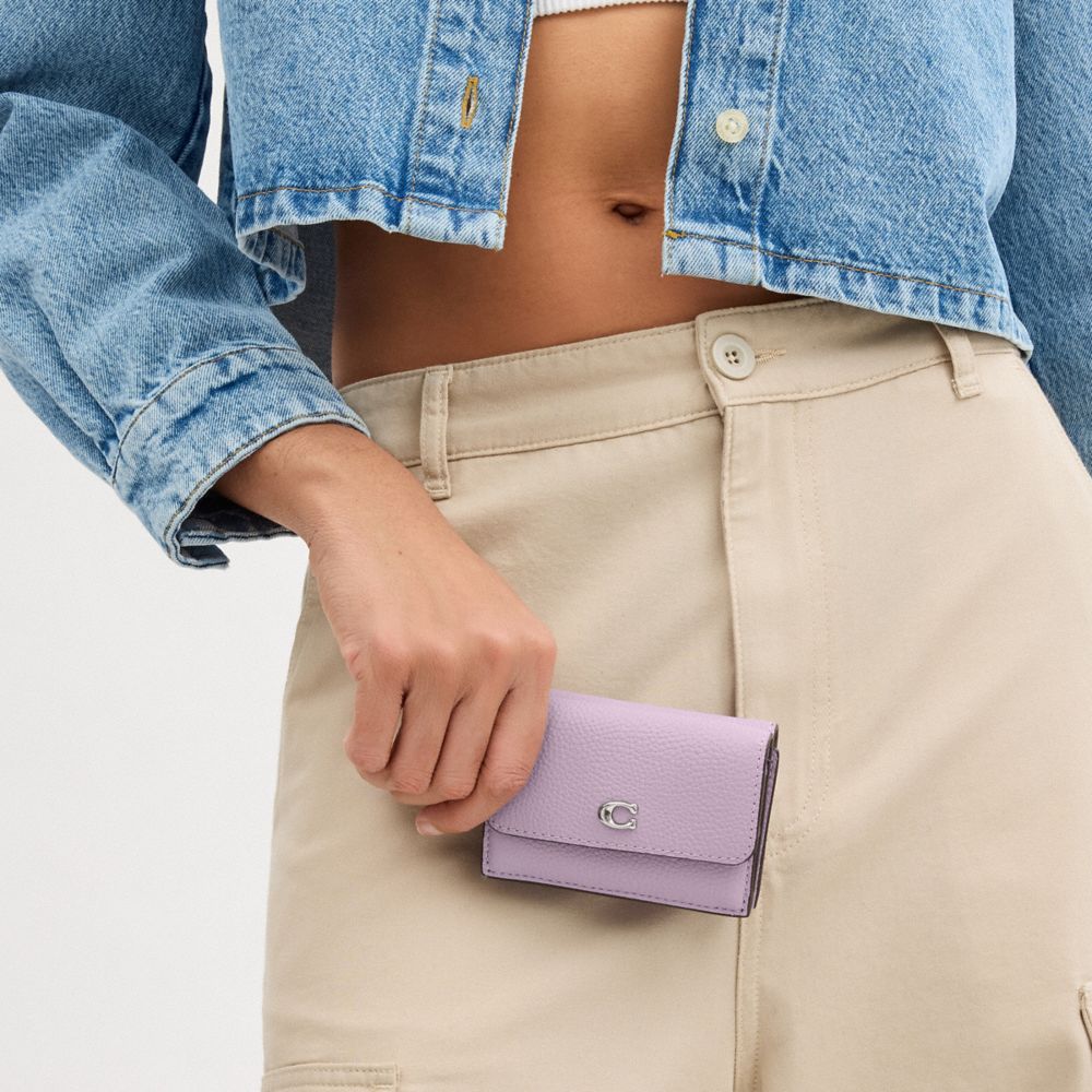 COACH®,エッセンシャル ミニ トライフォールド ウォレット・カラーブロック,ミニ財布(二つ/三つ折り),ｿﾌﾄ ﾊﾟｰﾌﾟﾙ ﾏﾙﾁ