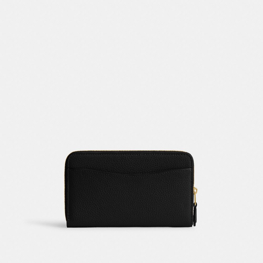 COACH®,ESSENTIAL MEDIUM ZIP AROUND WALLET,Mini,Brass/Black,Back View