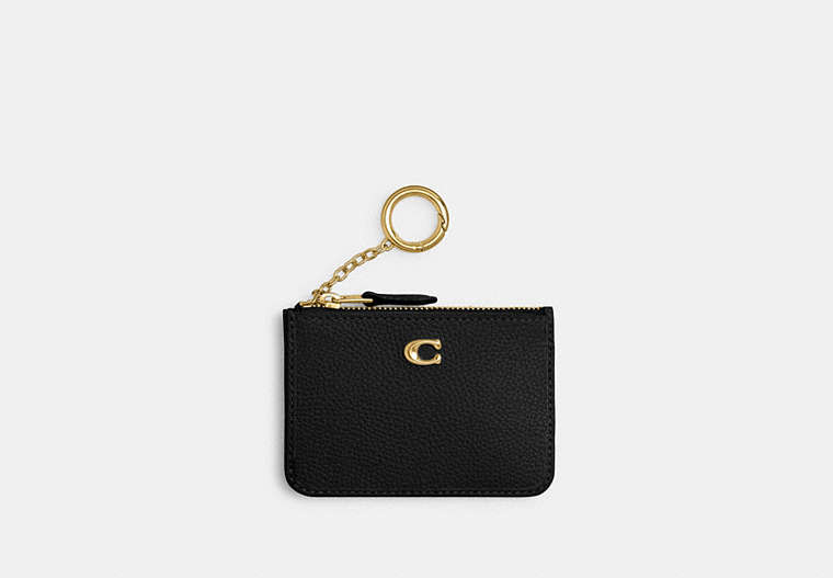 COACH®,MINI SKINNY ID CASE,Brass/Black,Front View image number 0