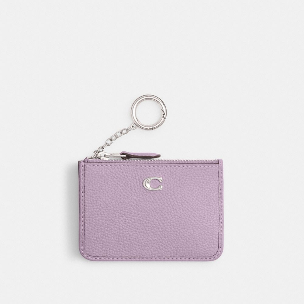 COACH®,ÉTUI POUR PIÈCE D’IDENTITÉ MINI SKINNY,Argent/Pourpre doux,Front View