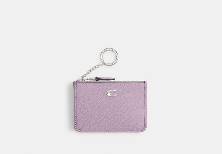 COACH®,MINI SKINNY ID CASE,Silver/Soft Purple,Front View image number 0