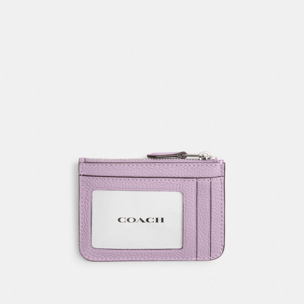 COACH®,MINI SKINNY ID CASE,Silver/Soft Purple,Back View