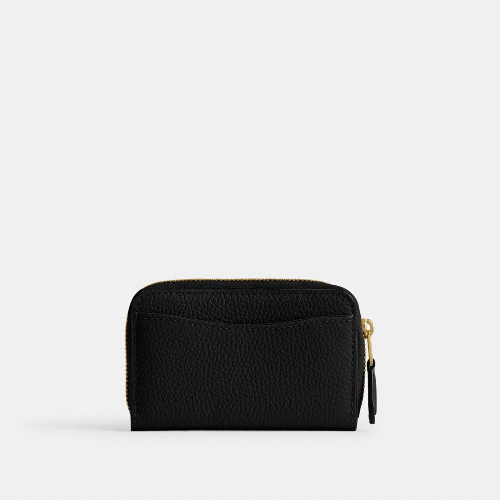 COACH®,ESSENTIAL SMALL ZIP AROUND CARD CASE,Mini,Brass/Black,Back View