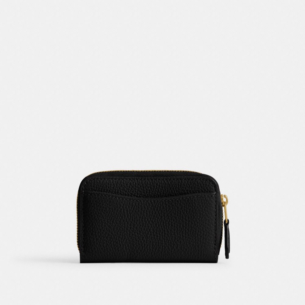 Coach Essential Small Zip Around Card Case In Brass/black