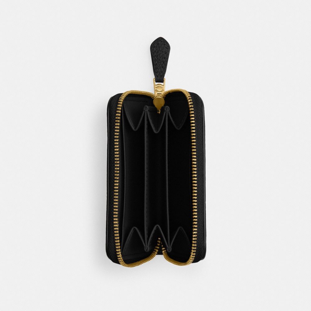 Coach Essential Small Zip Around Card Case In Brass/black