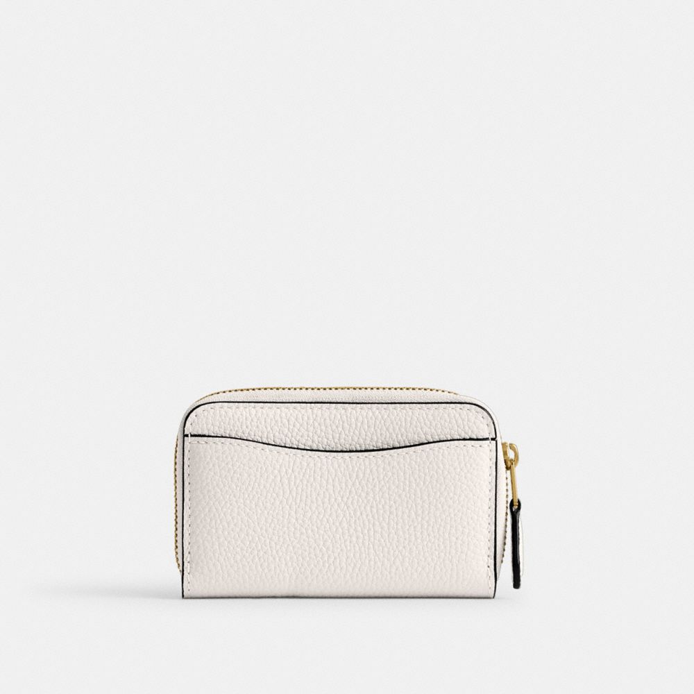 COACH®,ESSENTIAL SMALL ZIP AROUND CARD CASE,Mini,Brass/Chalk,Back View