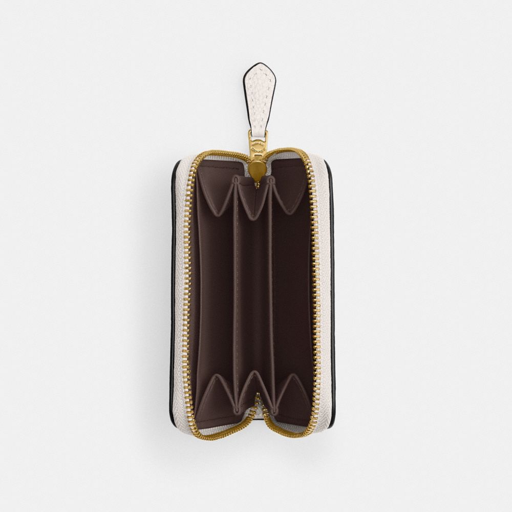 Coach Essential Small Zip Around Card Case In Brass/chalk