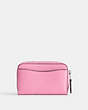 COACH®,ESSENTIAL SMALL ZIP AROUND CARD CASE,Mini,Silver/Vivid Pink,Back View