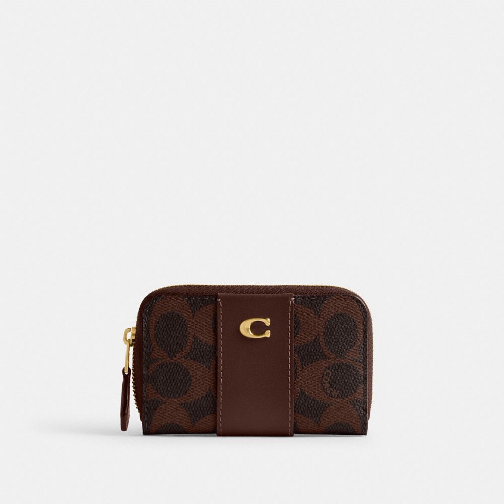 Coach Essential Small Zip Around Card Case In Signature Canvas In Multi