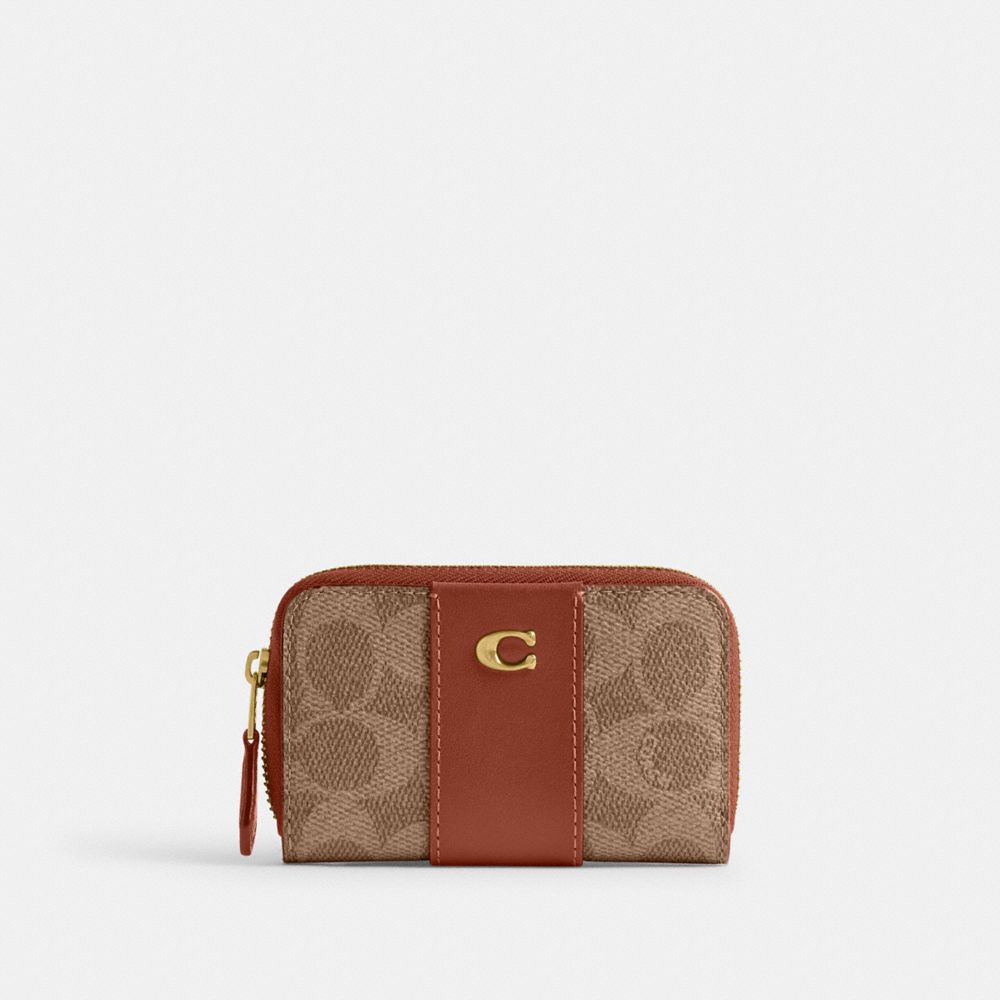Coach Essential Small Zip Around Card Case In Signature Canvas In Multi