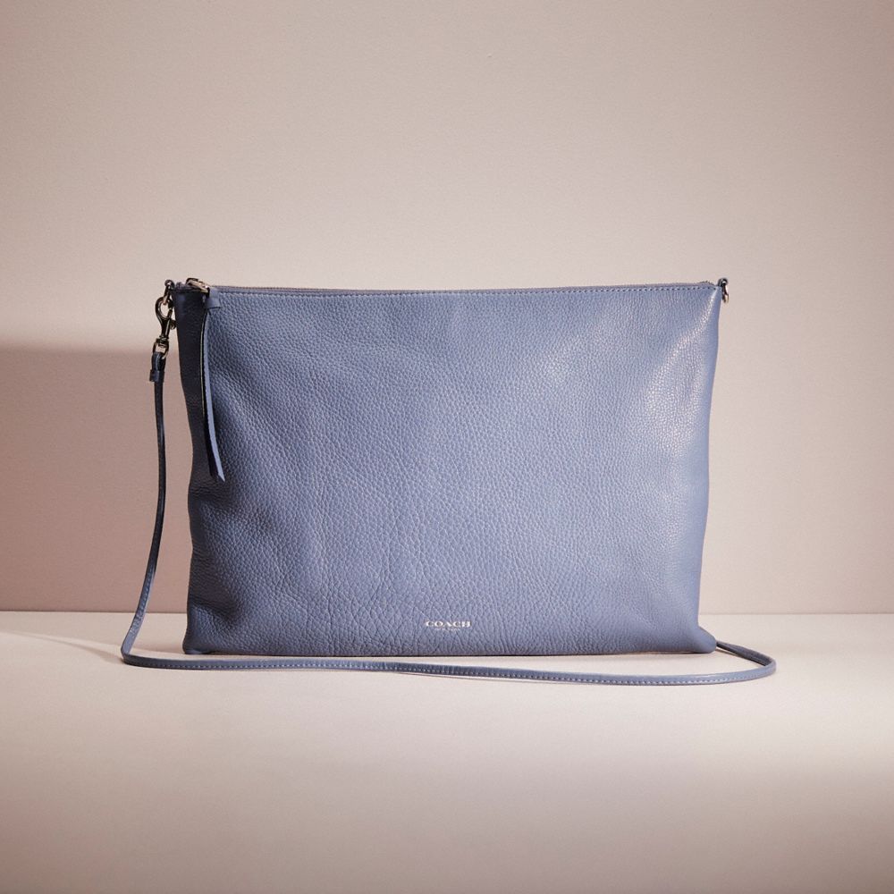 COACH®,Restored Bleecker Shoulder Bag,Leather,Shoulder Bag,Word Embellishment,Logo,Casual,Blue,Front View