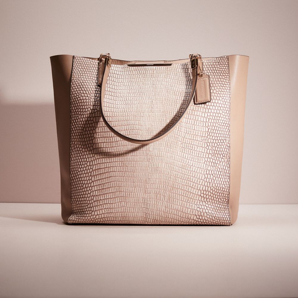 Restored Madison North South Bonded Tote In Lizard Embossed Leather