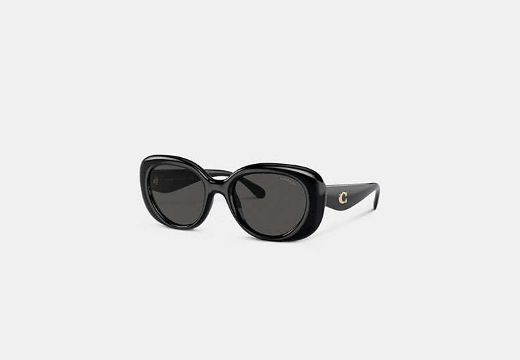 COACH®,PILLOW TABBY ROUND SUNGLASSES,Black,Front View