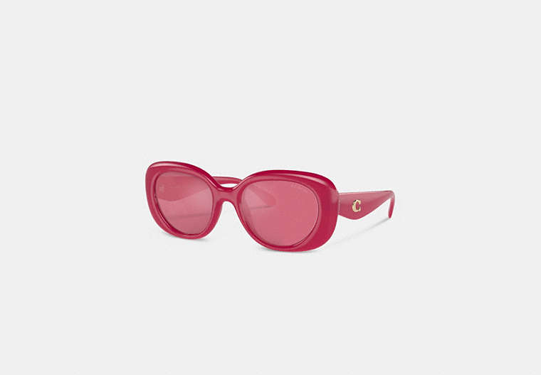 COACH®,PILLOW TABBY ROUND SUNGLASSES,Magenta,Front View
