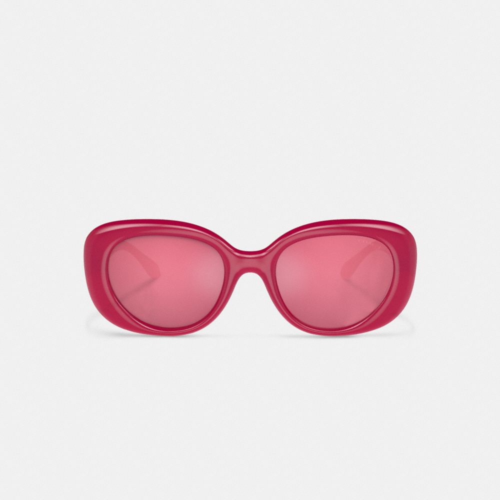 COACH®,PILLOW TABBY ROUND SUNGLASSES,Magenta,Inside View,Top View