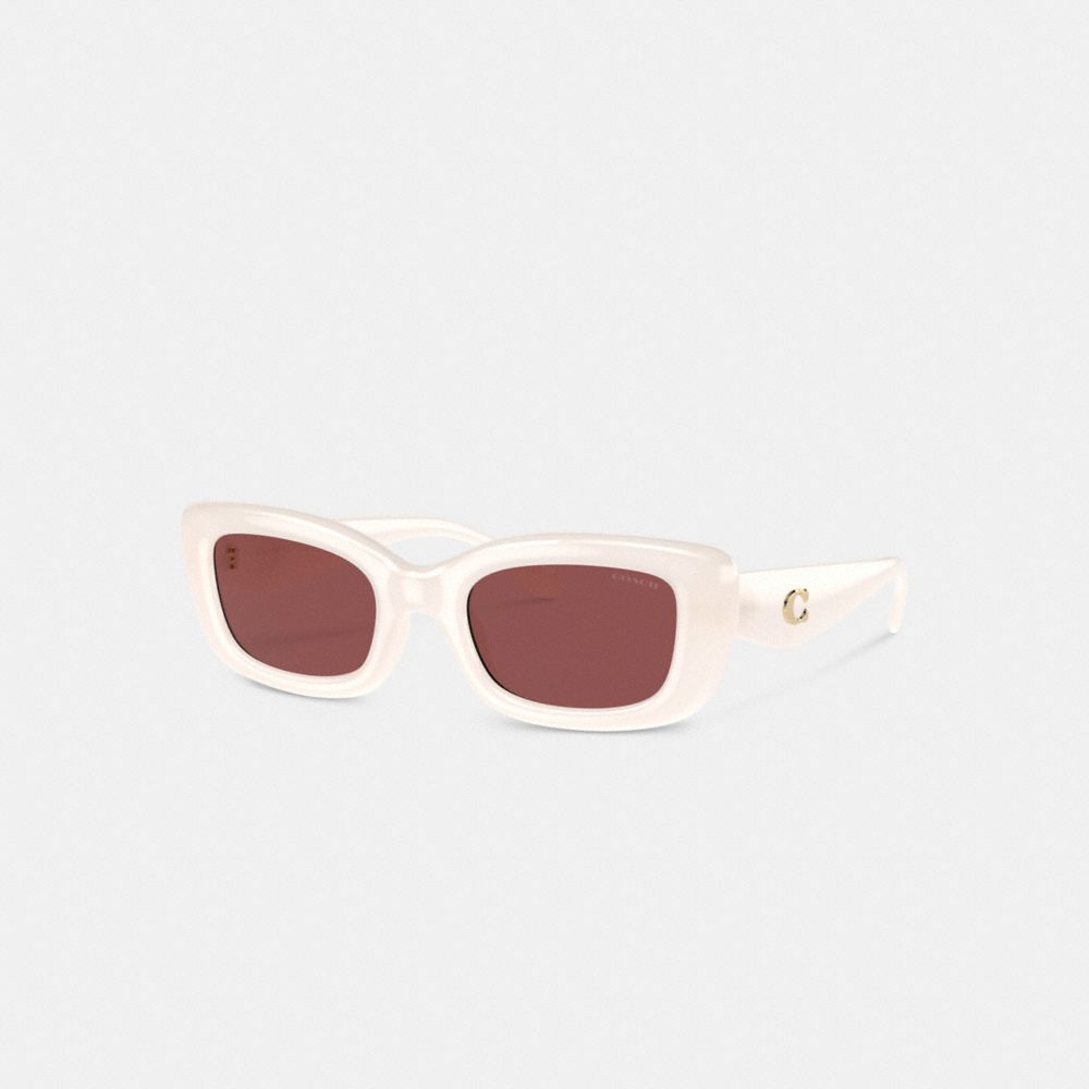 COACH®,PILLOW TABBY NARROW RECTANGLE SUNGLASSES,Milky Ivory,Front View