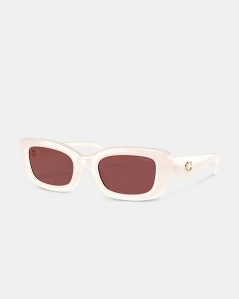COACH®,PILLOW TABBY NARROW RECTANGLE SUNGLASSES,Milky Ivory,Front View