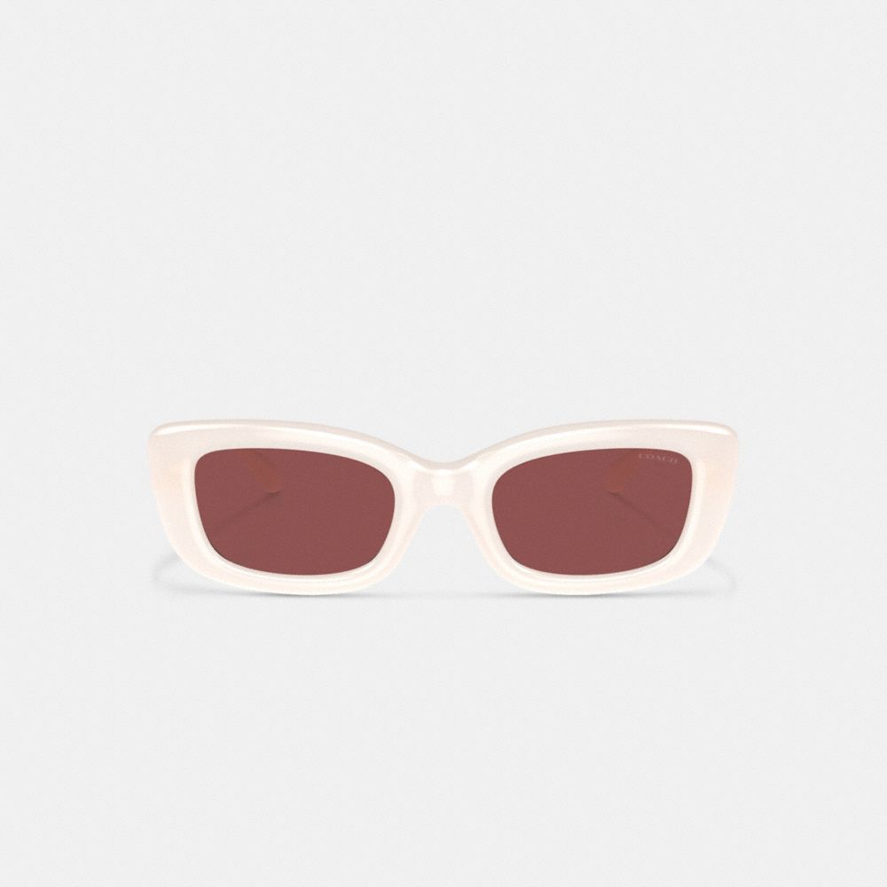COACH®,PILLOW TABBY NARROW RECTANGLE SUNGLASSES,Milky Ivory,Inside View,Top View