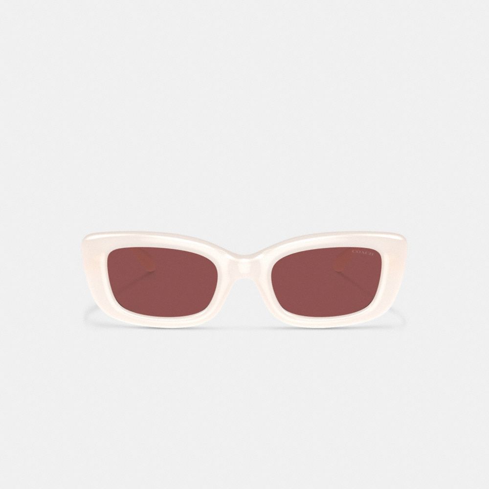Coach Pillow Tabby Narrow Rectangle Sunglasses In Milky Ivory