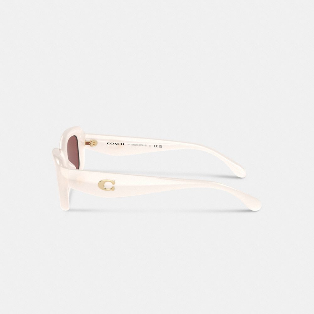Coach Pillow Tabby Narrow Rectangle Sunglasses In Milky Ivory