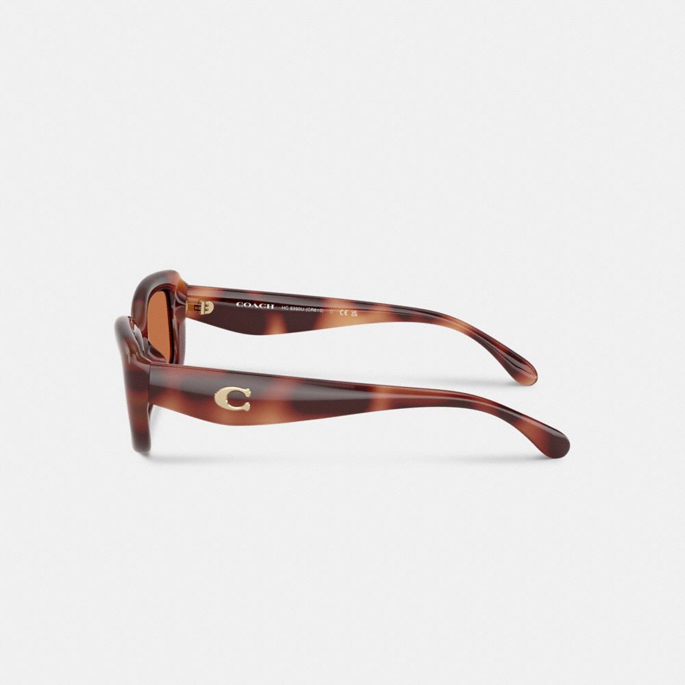 Coach Pillow Tabby Narrow Rectangle Sunglasses In Dark Tortoise