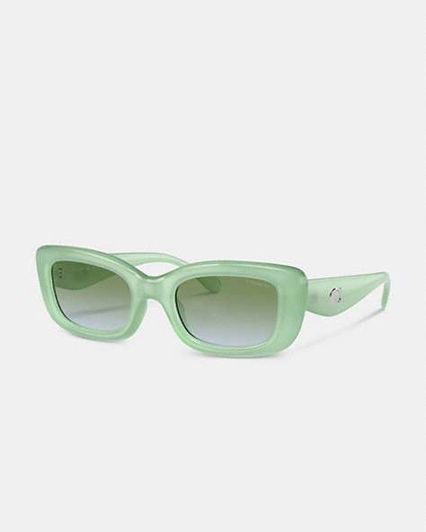 COACH®,PILLOW TABBY NARROW RECTANGLE SUNGLASSES,Mint,Front View