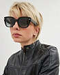 COACH®,CHARMS OVERSIZED SQUARE SUNGLASSES,Black,Angle View