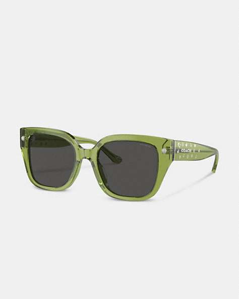 COACH®,CHARMS OVERSIZED SQUARE SUNGLASSES,Green,Front View