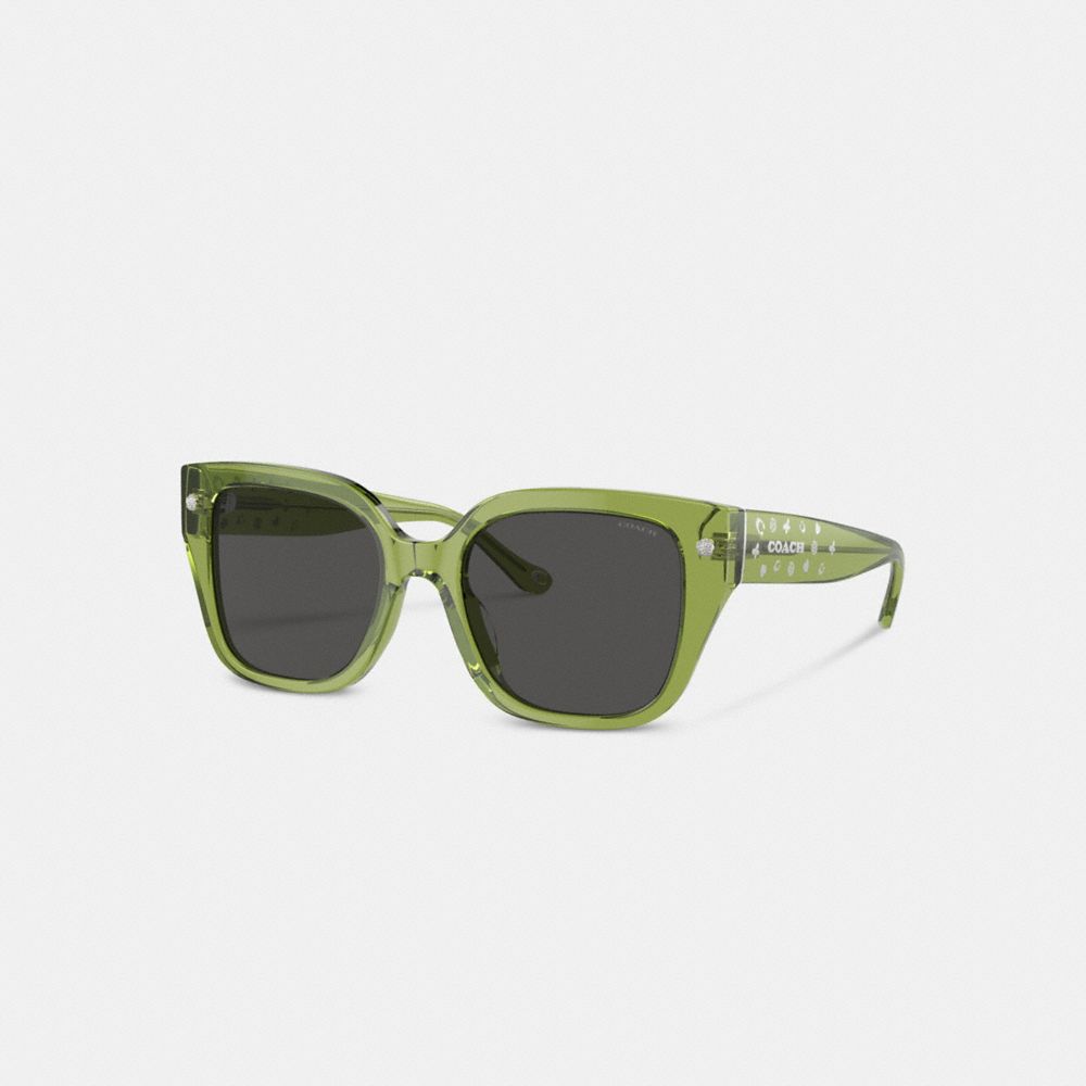 Shop Coach Charms Oversized Square Sunglasses In Green