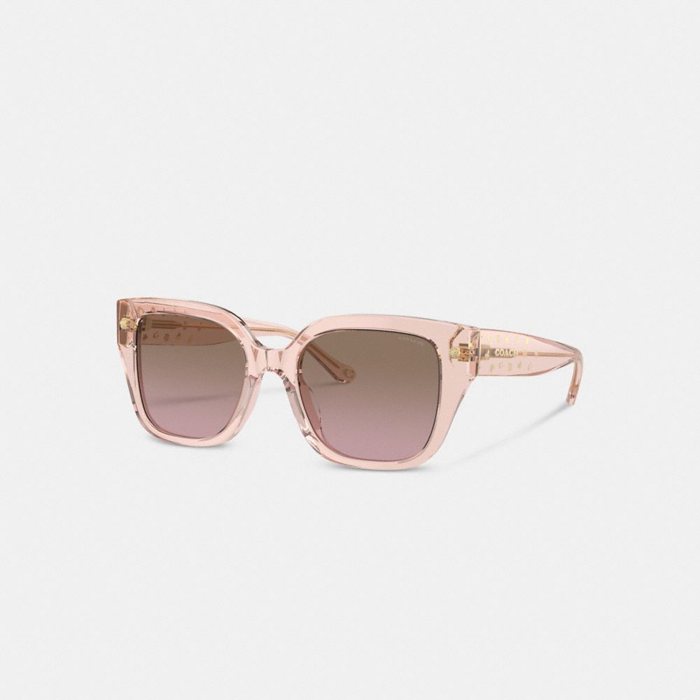 COACH®,CHARMS OVERSIZED SQUARE SUNGLASSES,Brown Pink Gradient,Front View
