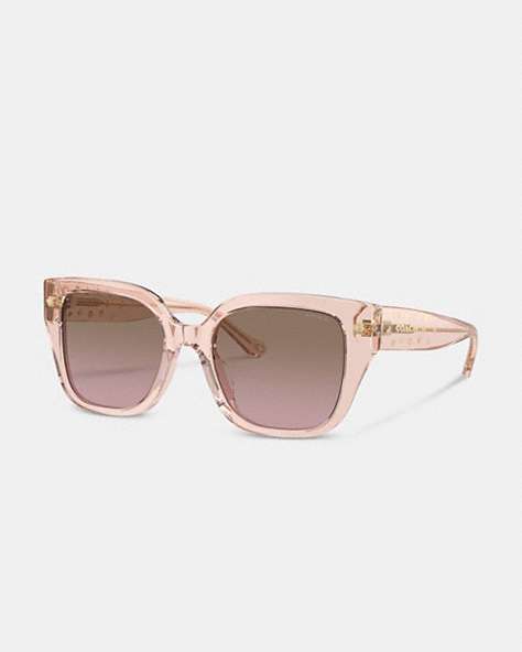 COACH®,CHARMS OVERSIZED SQUARE SUNGLASSES,Brown Pink Gradient,Front View