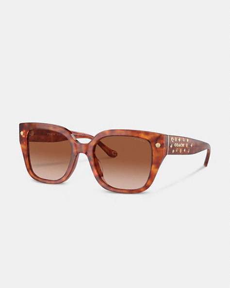 COACH®,CHARMS OVERSIZED SQUARE SUNGLASSES,Caramel Tortoise,Front View