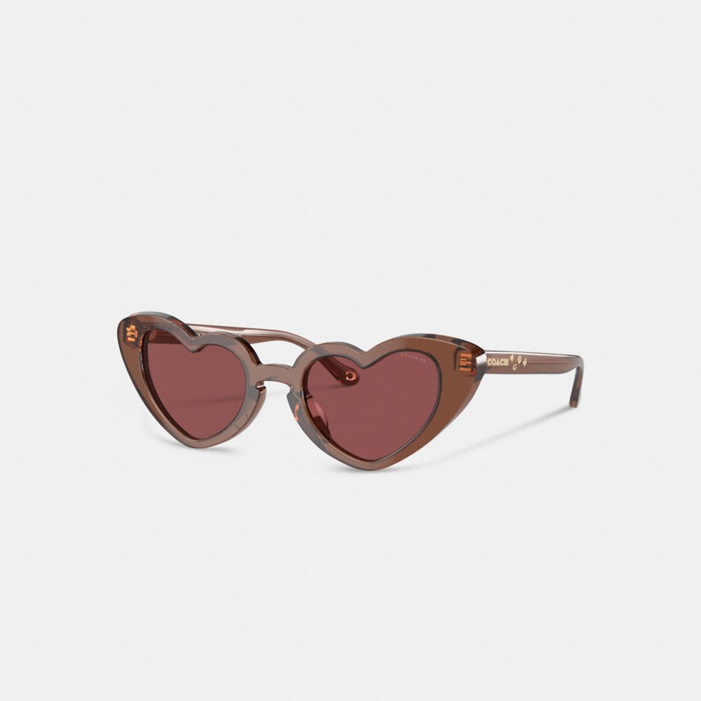 Transparent Brown Charms Heart Sunglasses