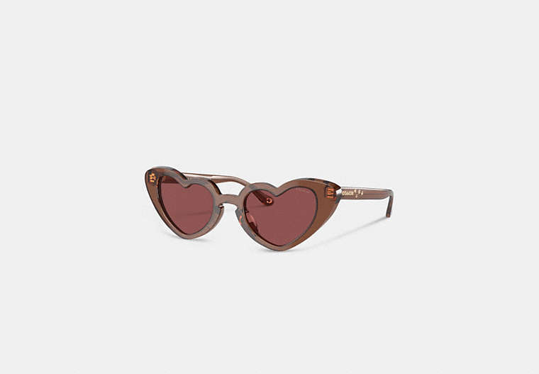 COACH®,CHARMS HEART SUNGLASSES,Transparent Brown,Front View