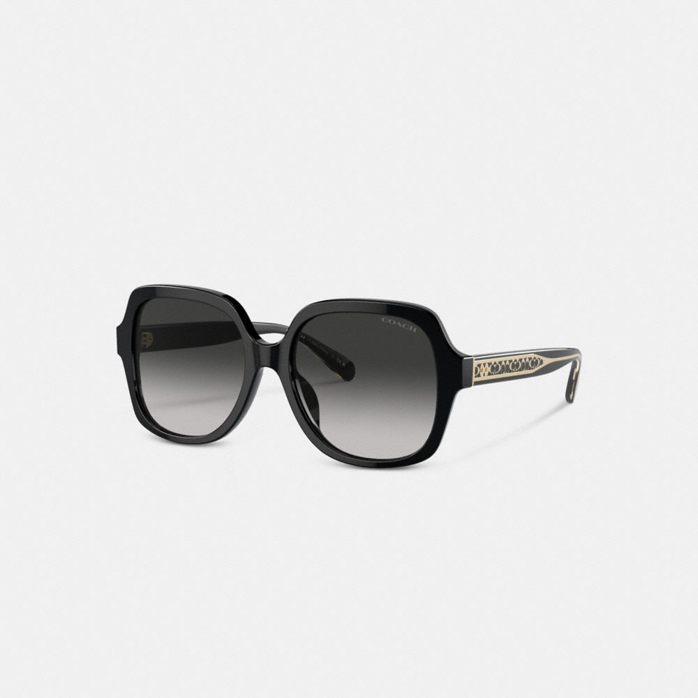 COACH®,SIGNATURE OMBRÉ OVERSIZED SQUARE SUNGLASSES,Black,Front View