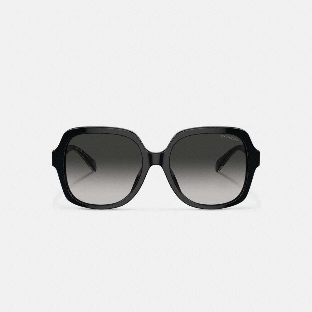 COACH®,SIGNATURE OMBRÉ OVERSIZED SQUARE SUNGLASSES,Black,Inside View,Top View