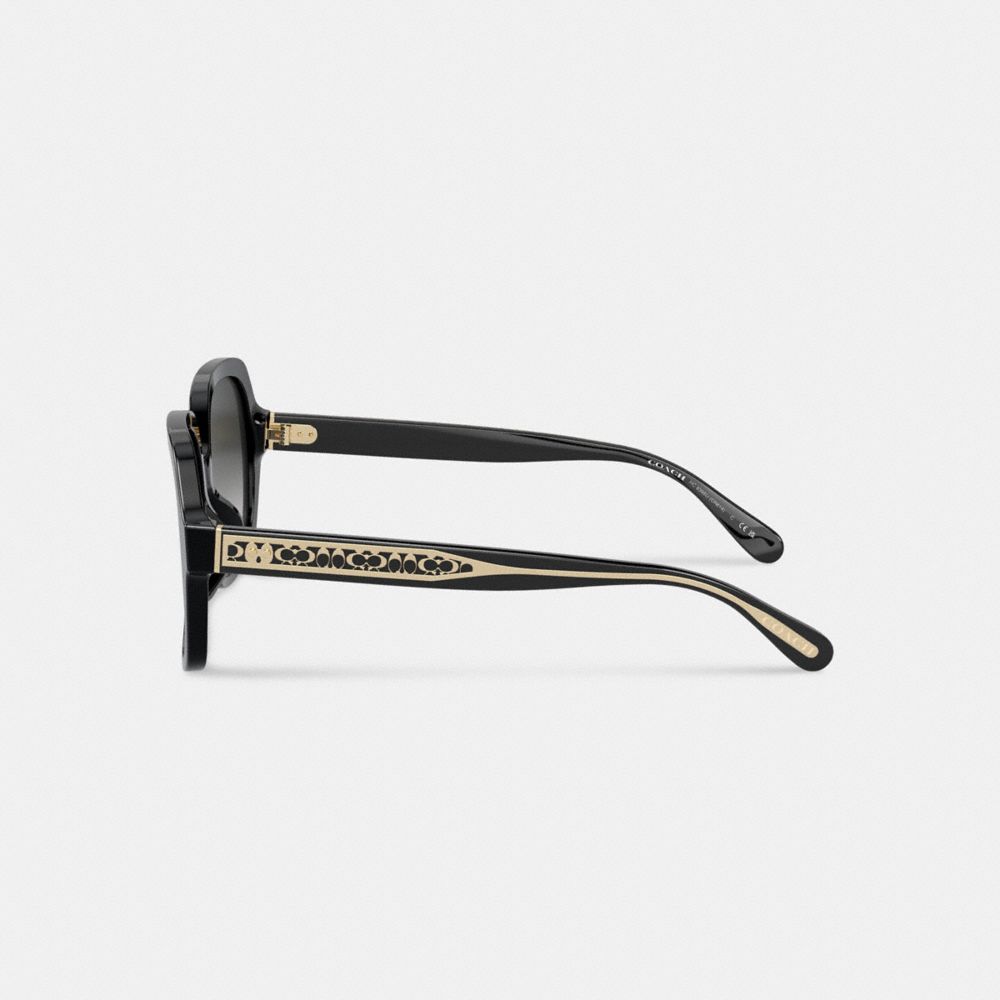 COACH®,LUNETTES DE SOLEIL CARRÉES OMBRÉES SURDIMENSIONNÉES SIGNATURE,Noir,Alternate View